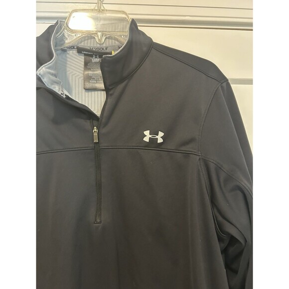 Under Armour Sweater Mens Size Medium Black 1/4 Zip Up Pullover Sweatshirt - Picture 2 of 5